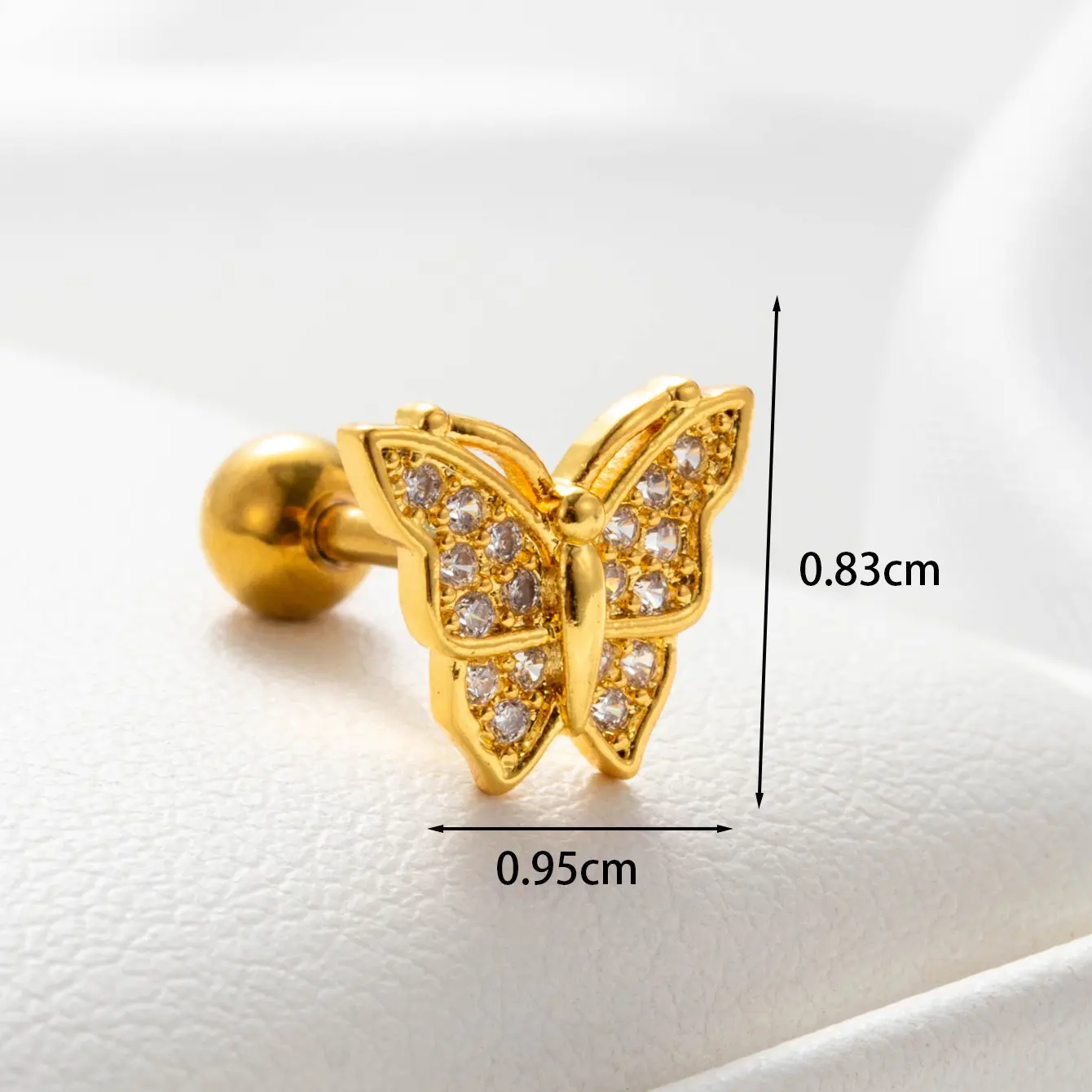 1 Piece Simple Series Butterfly Copper  18K Gold Plated Zircon Women's Stud Earrings h5 